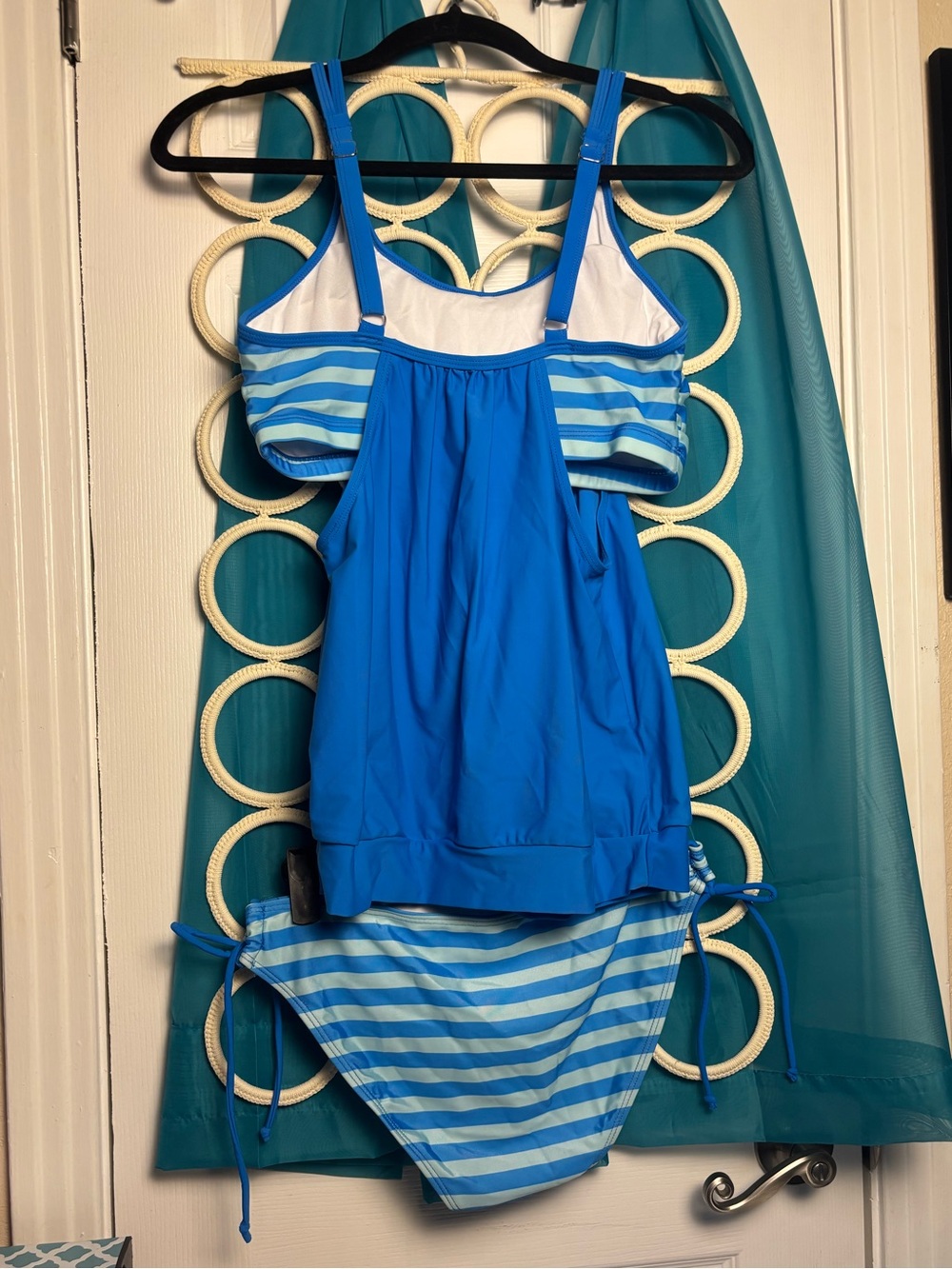 Blue Two-Piece Tankini with Striped Accents NWOT M - Picture 3 of 16